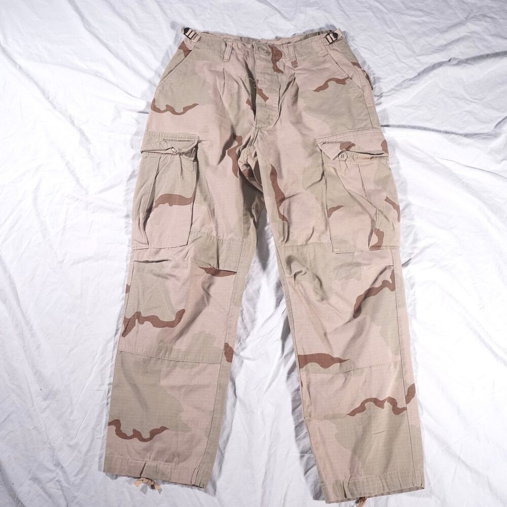 Vintage Desert Camo Army Cargo Pants Medium Regular Tan Beige Brown Military
